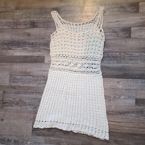 Chic Cream Crochet Midi Dress